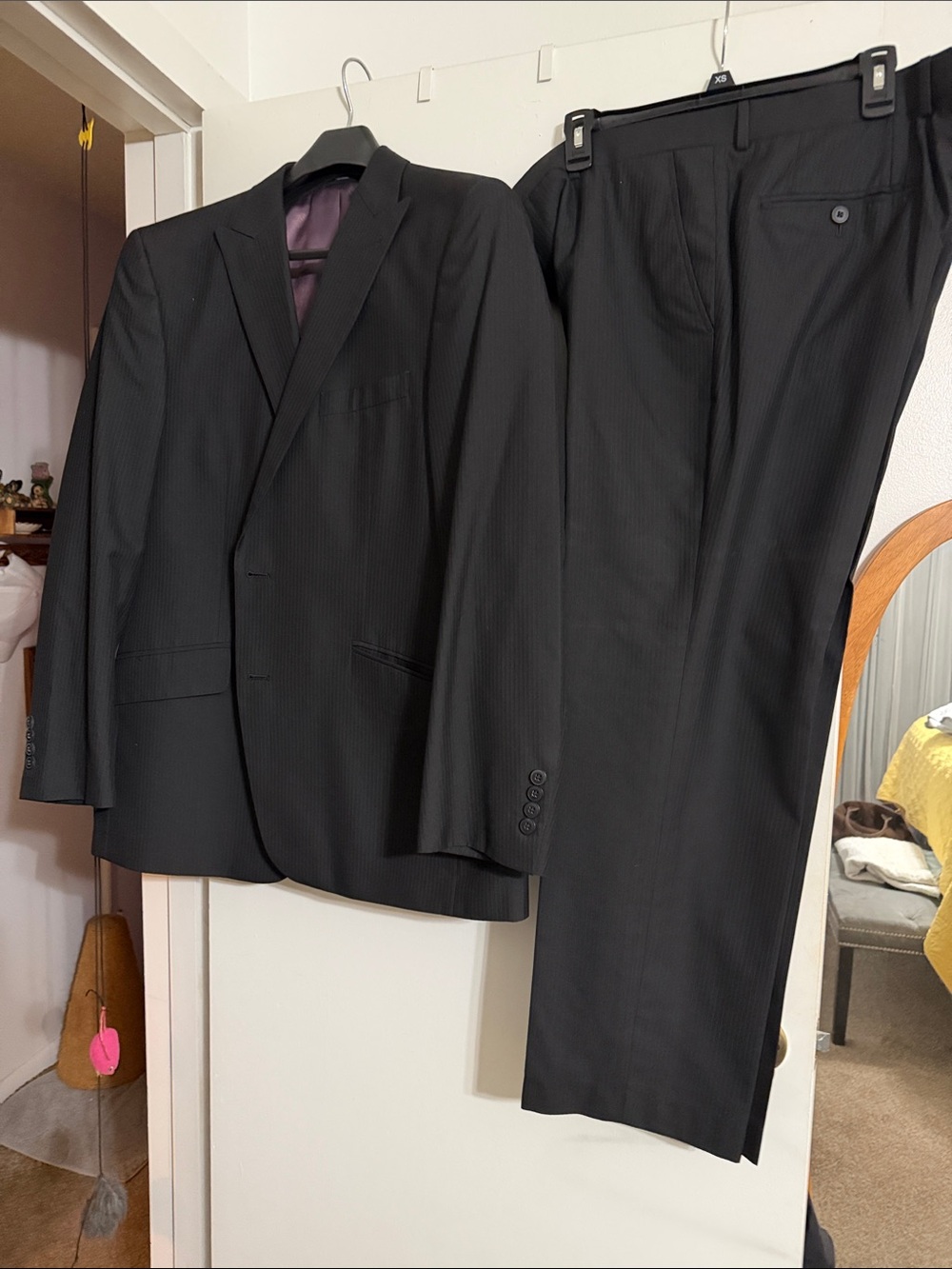 jf j.ferrar Black Pinstripe Two-Piece Suit